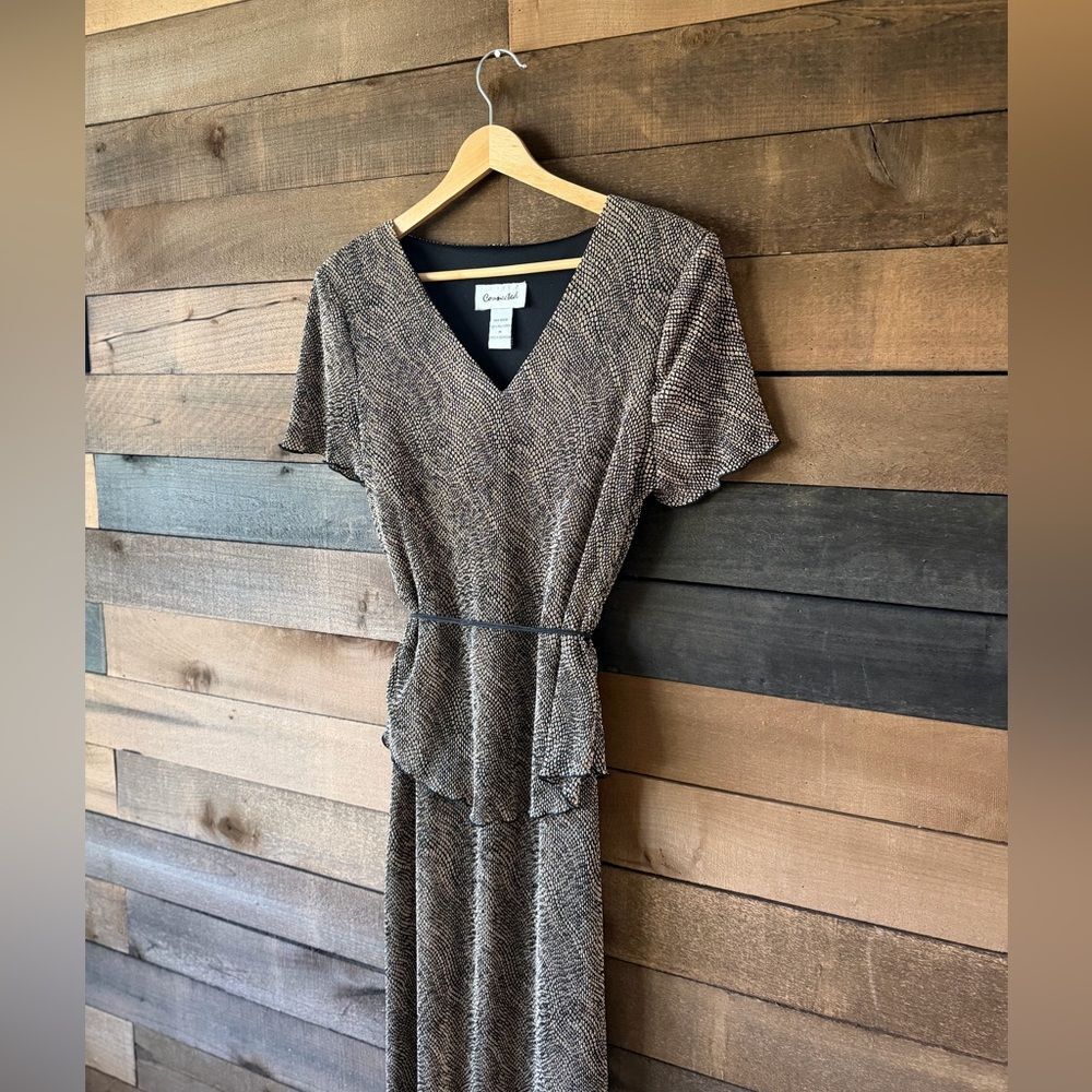 Vintage Brown Patterned Midi Dress - Picture 6 of 10
